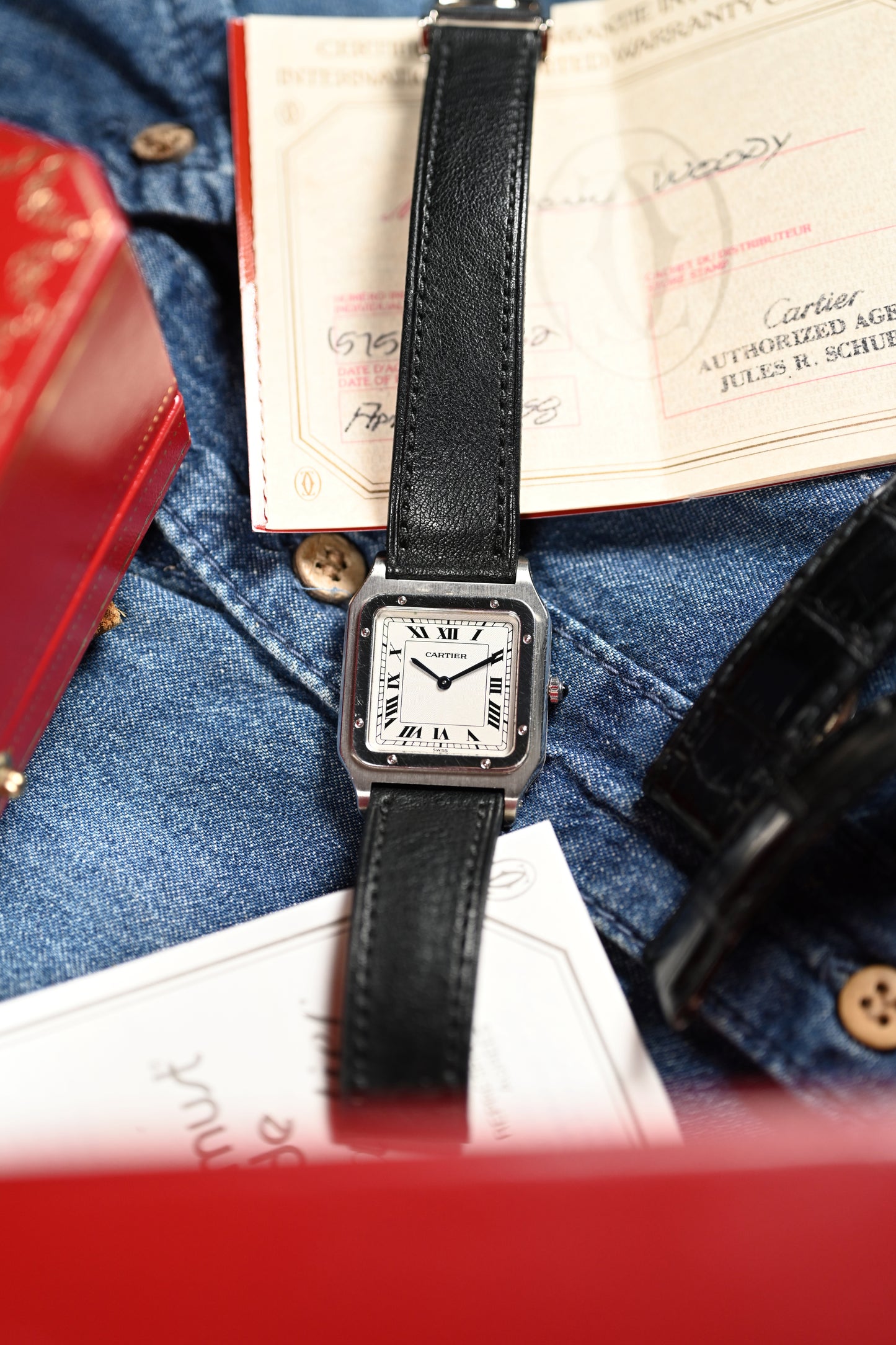 Cartier Santos Dumont Platinum - Extra Plate (Ultra Thin) Pre-CPCP w/ Box & Papers