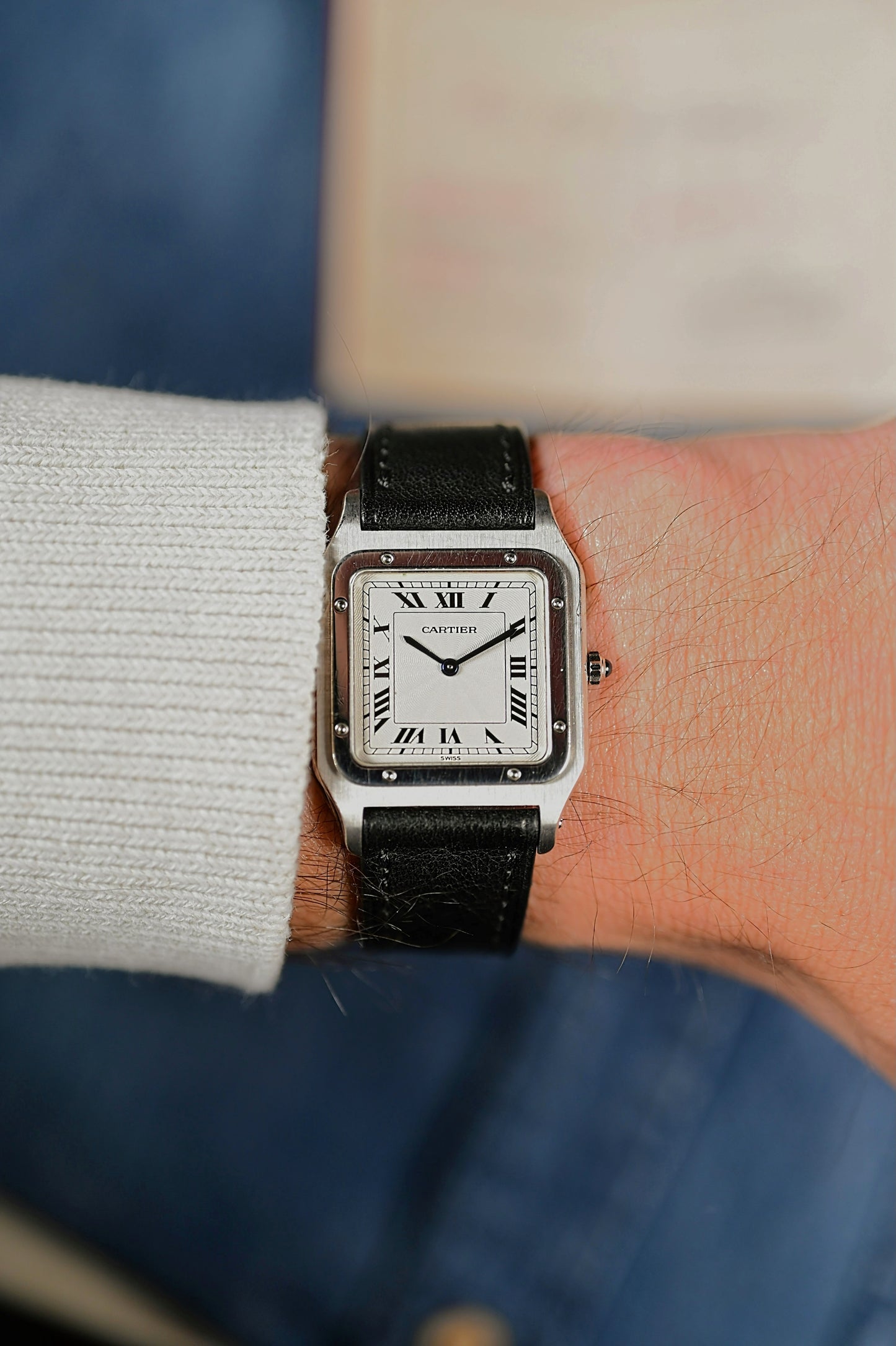 Cartier Santos Dumont Platinum - Extra Plate (Ultra Thin) Pre-CPCP w/ Box & Papers