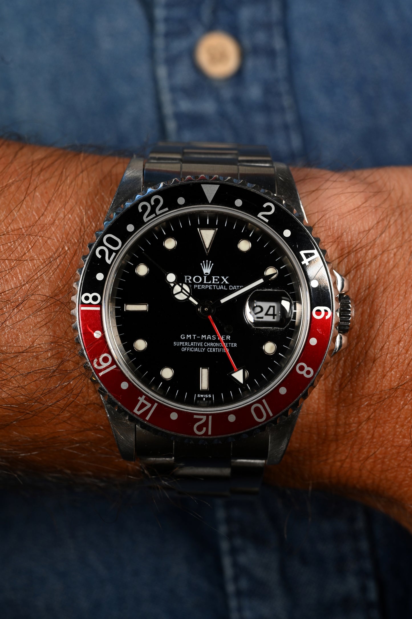 Rolex GMT 16700 "Swiss Only" Dial - Coke w/ extra bezel.