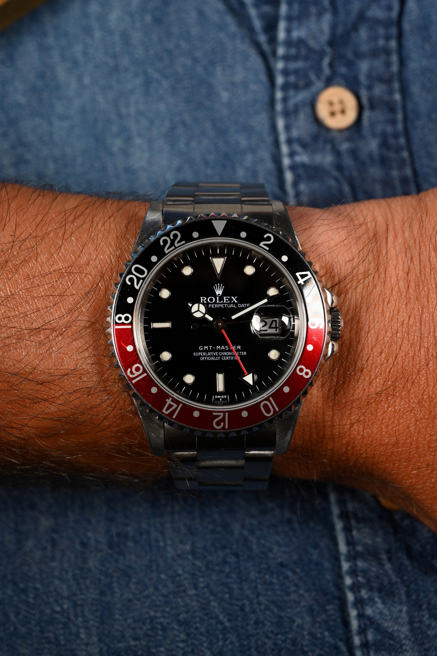 Rolex GMT 16700 "Swiss Only" Dial - Coke w/ extra bezel.