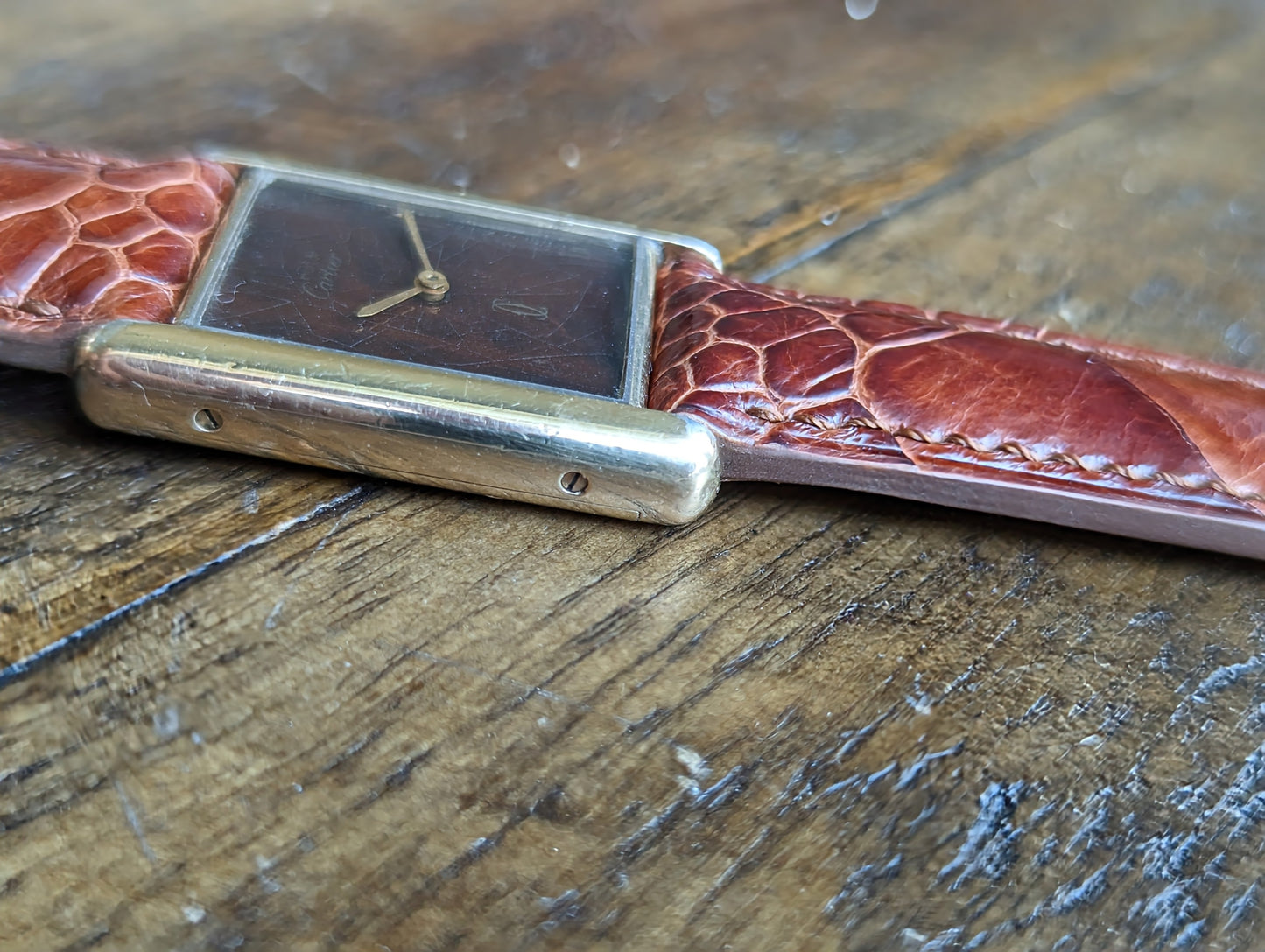 Vintage Cartier Must left side 2 Bordeaux dial