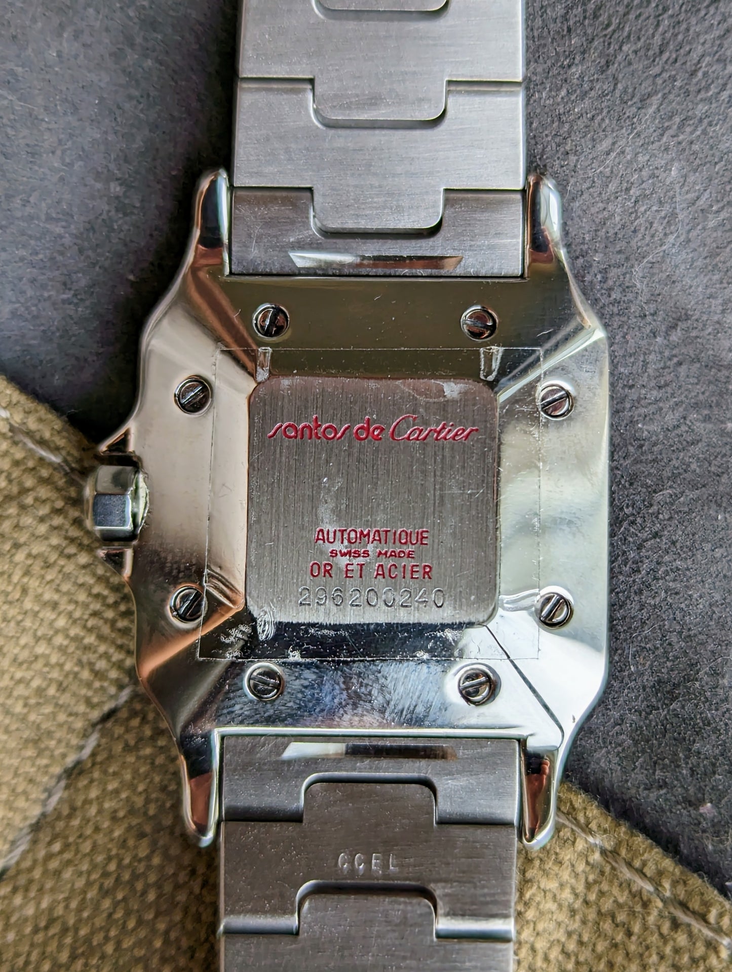 Vintage Cartier Santos Carree 2961 back