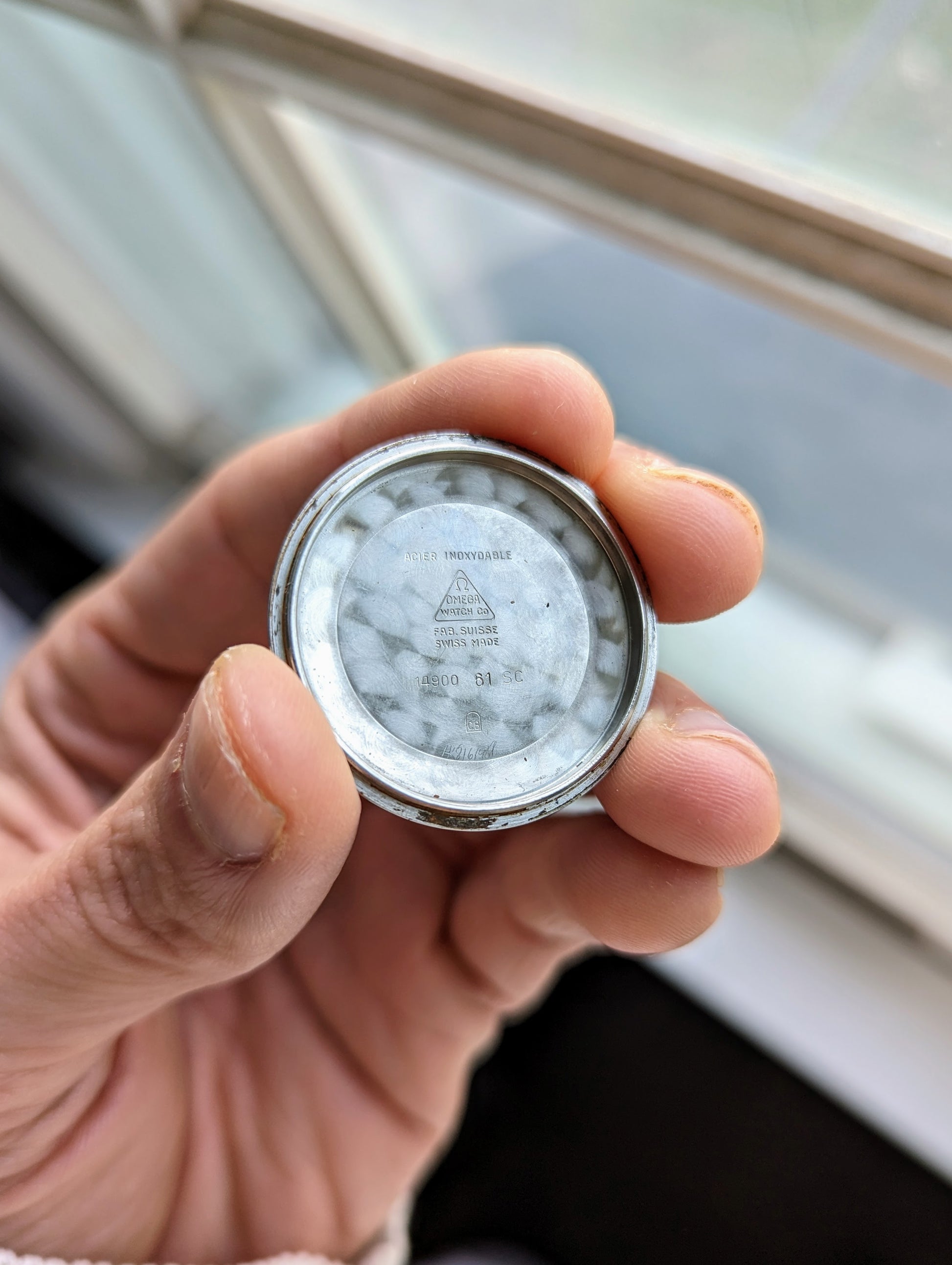 Vintage Omega Constellation 14900 Pie Pan Dial reference number caseback inside