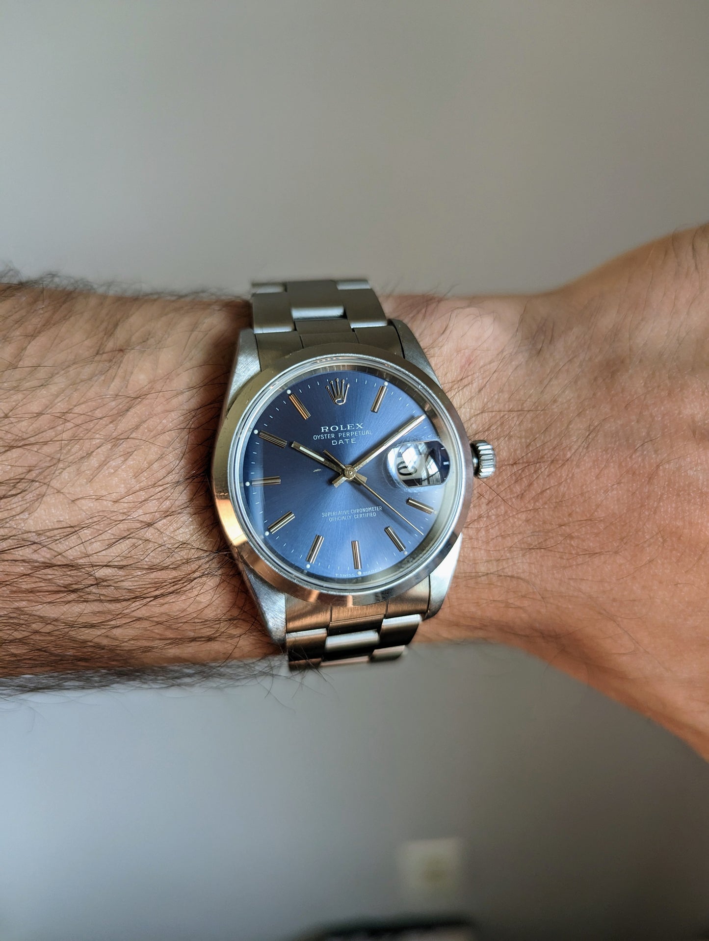 Rolex Date 15200 - Blue dial w/ unpolished case.