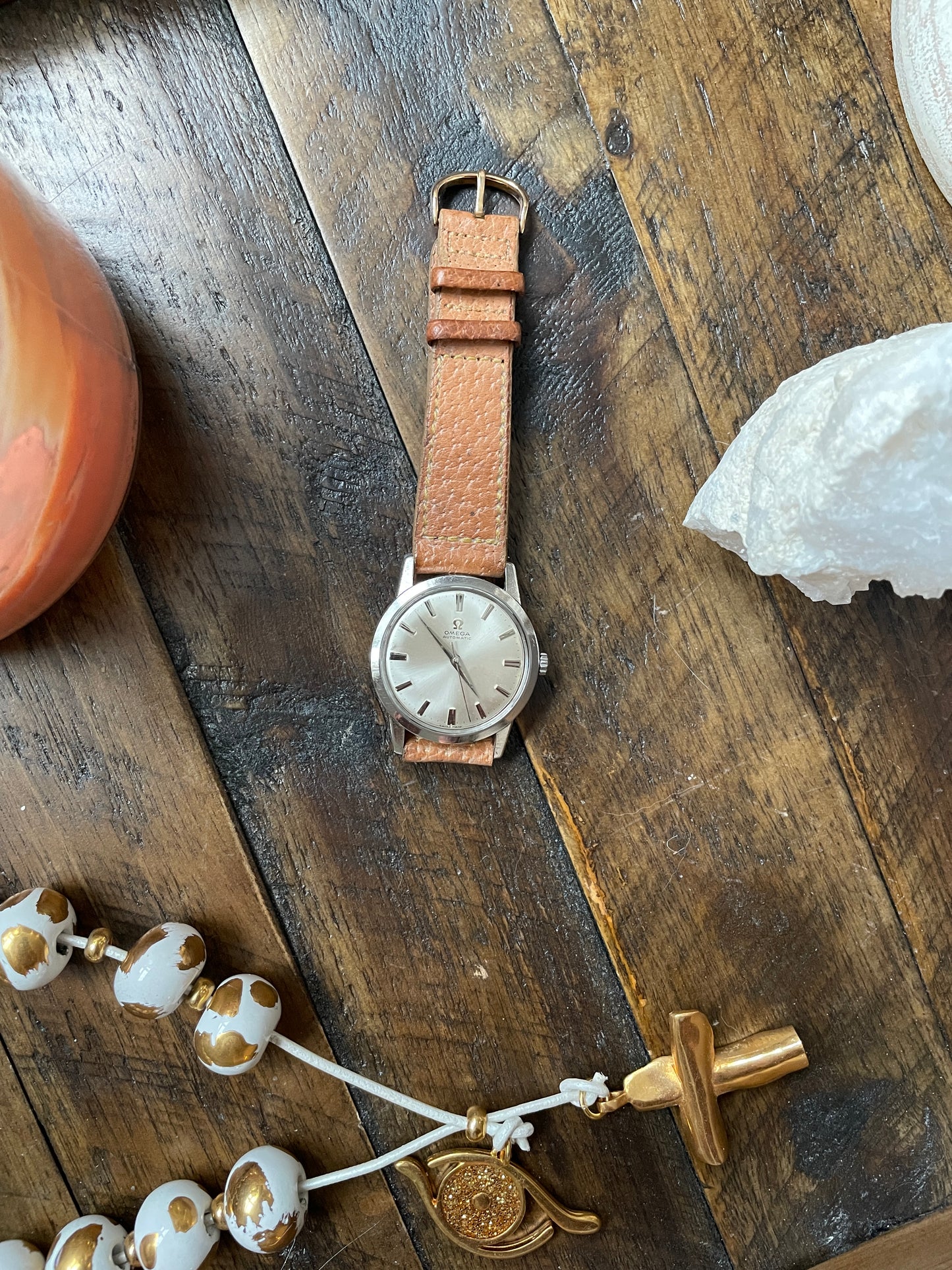 Vintage Omega 14774 front with strap