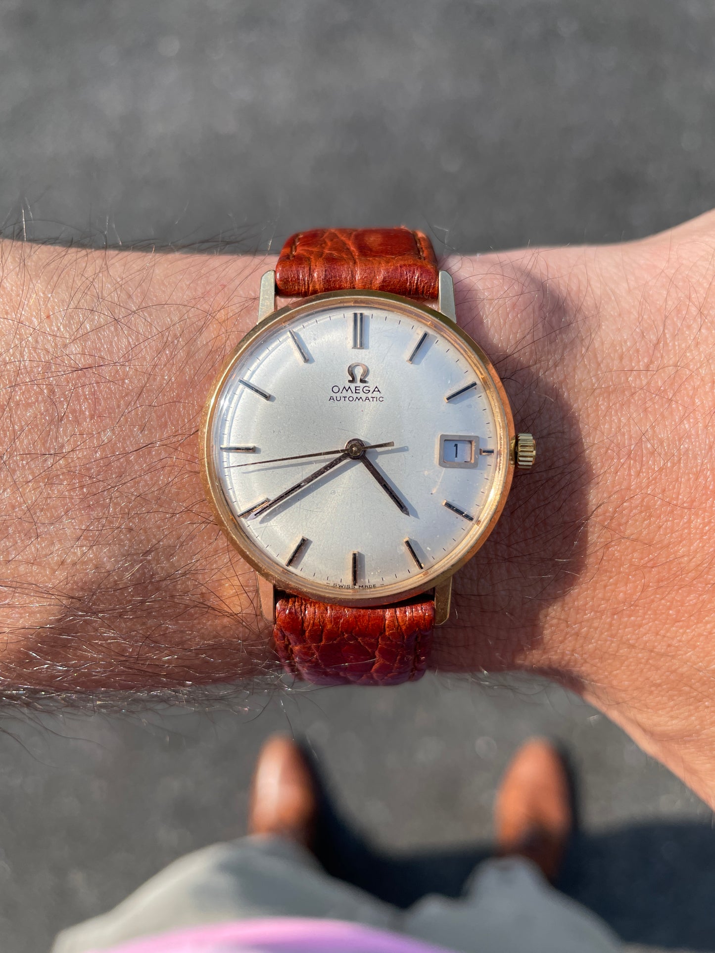 Vintage Omega Seamaster 14kt wrist shot