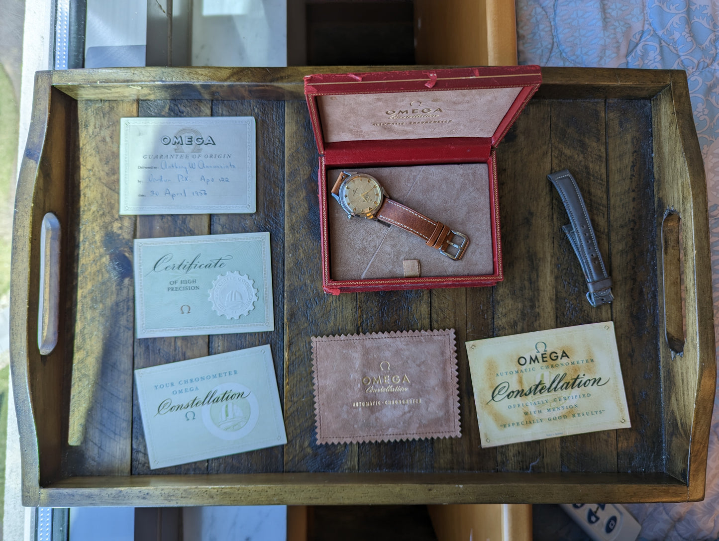 Omega Constellation 2782 w/ original box, papers and strap. Military provenance.