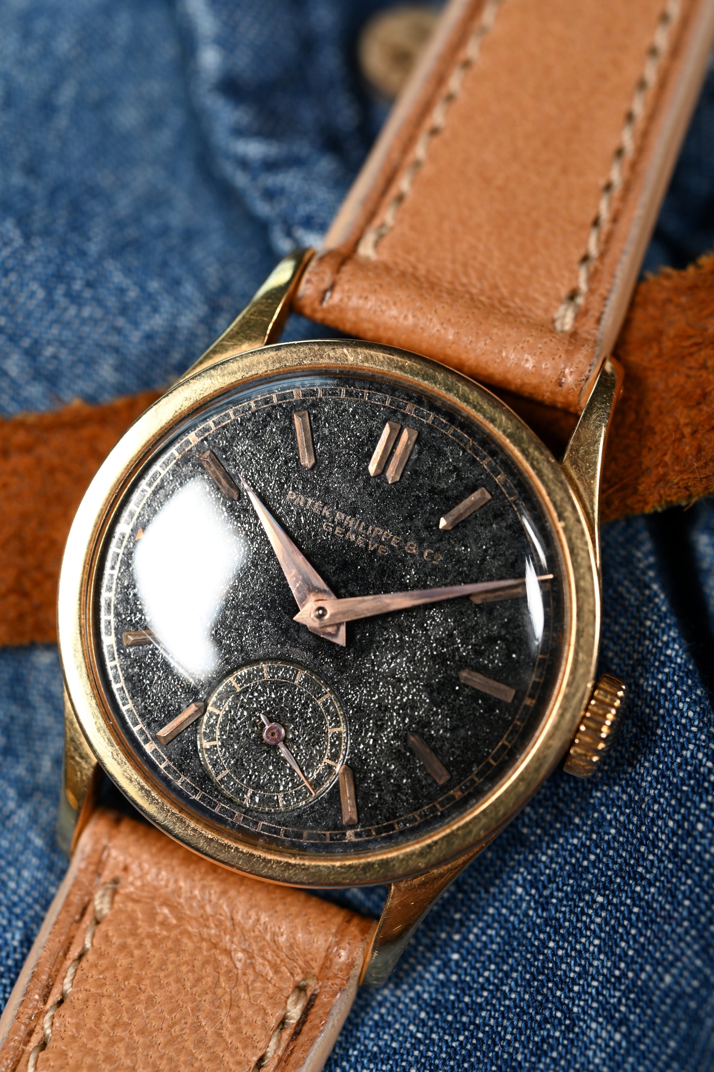 Patek Philippe 96 Rose Gold Gilt Black Dial w/ Extract from Archives - Serviced w/ 1 year warranty