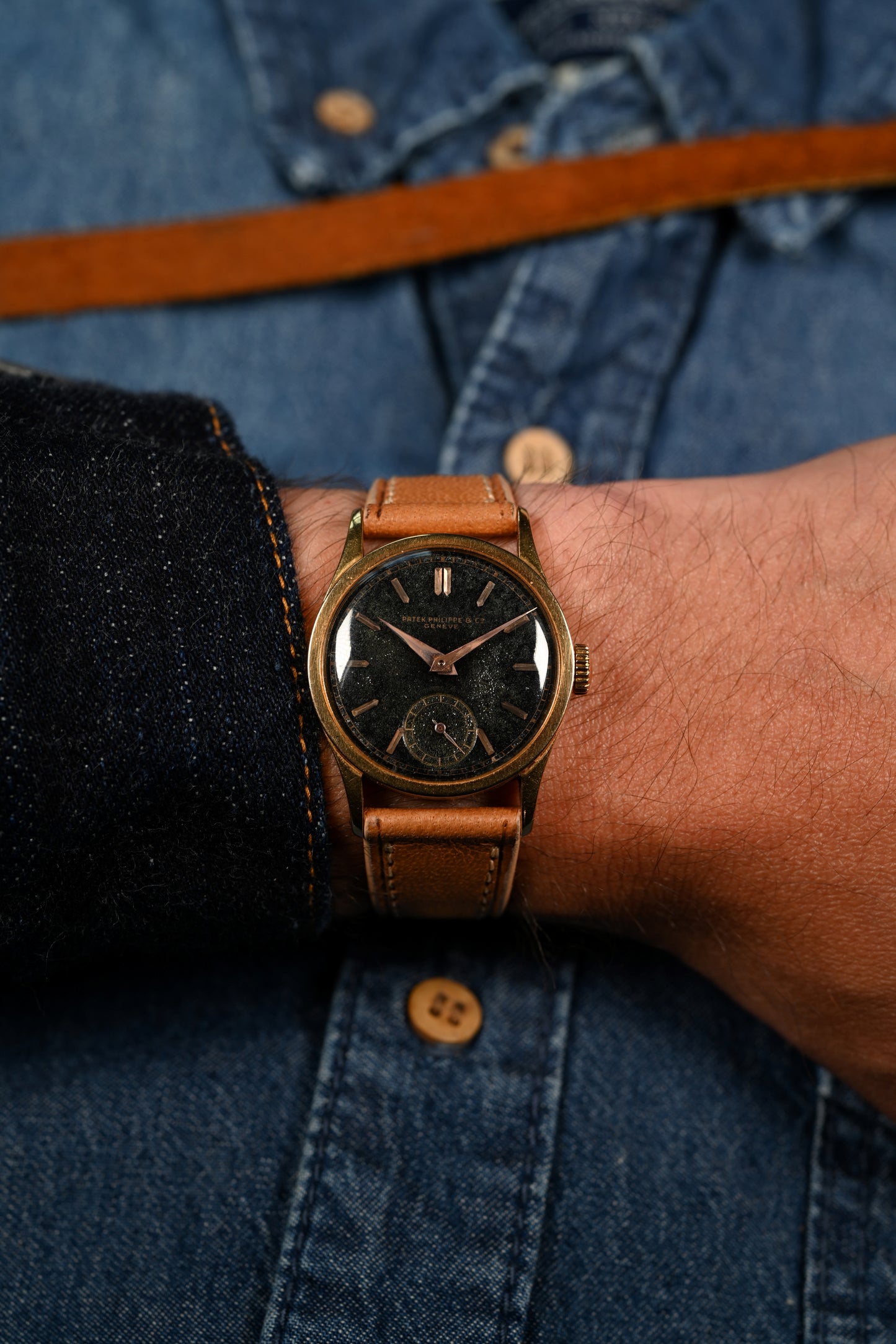 Patek Philippe 96 Rose Gold Gilt Black Dial w/ Extract from Archives - Serviced w/ 1 year warranty