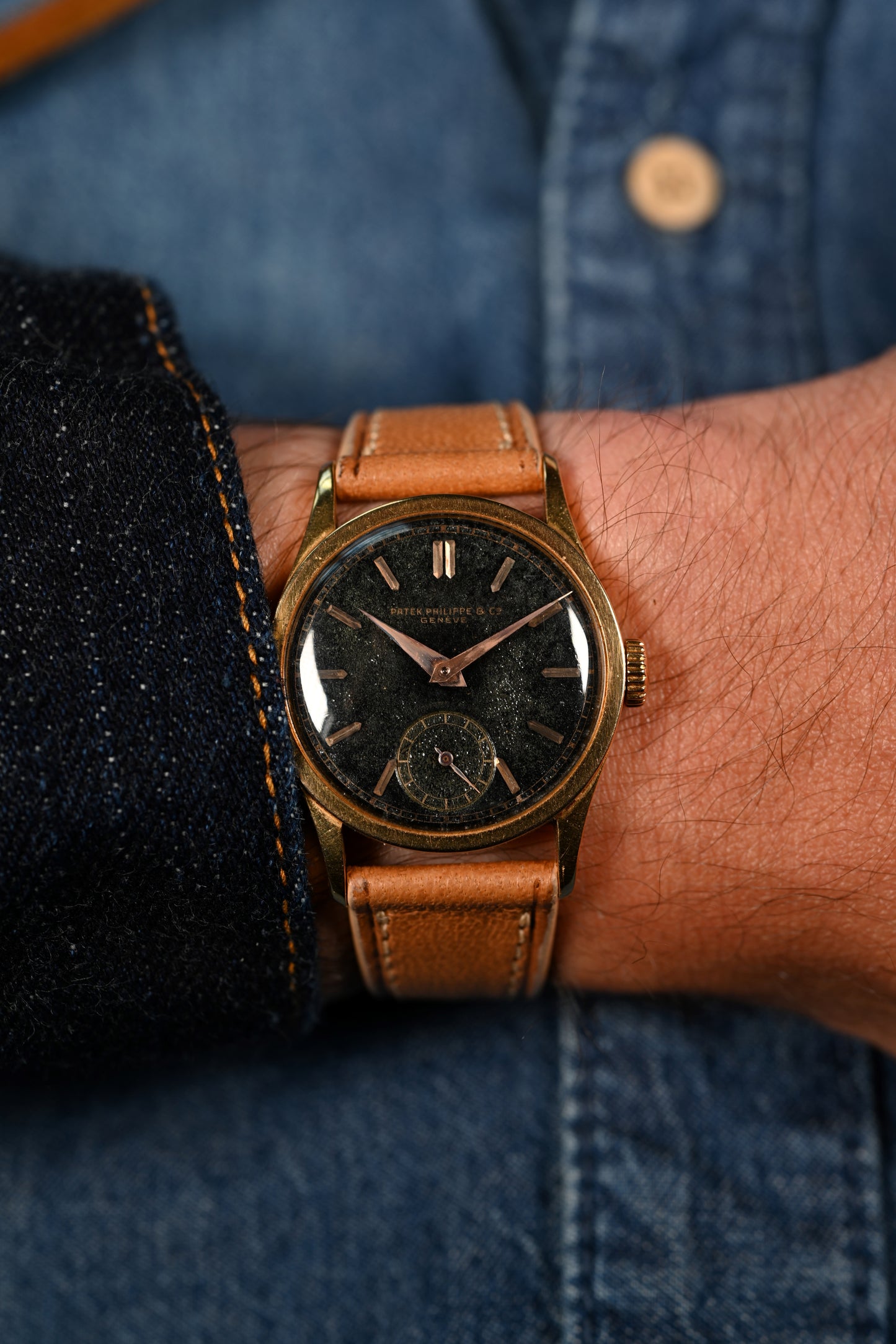 Patek Philippe 96 Rose Gold Gilt Black Dial w/ Extract from Archives - Serviced w/ 1 year warranty