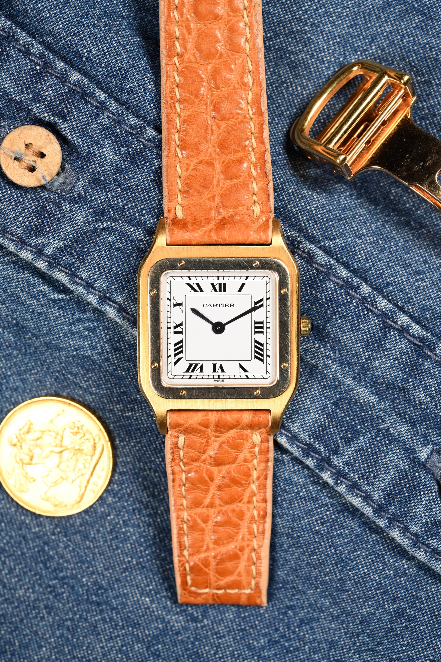 Cartier Santos Dumont "Deux Ors" - Extra Plate (Ultra Thin) w/ Deployment Buckle