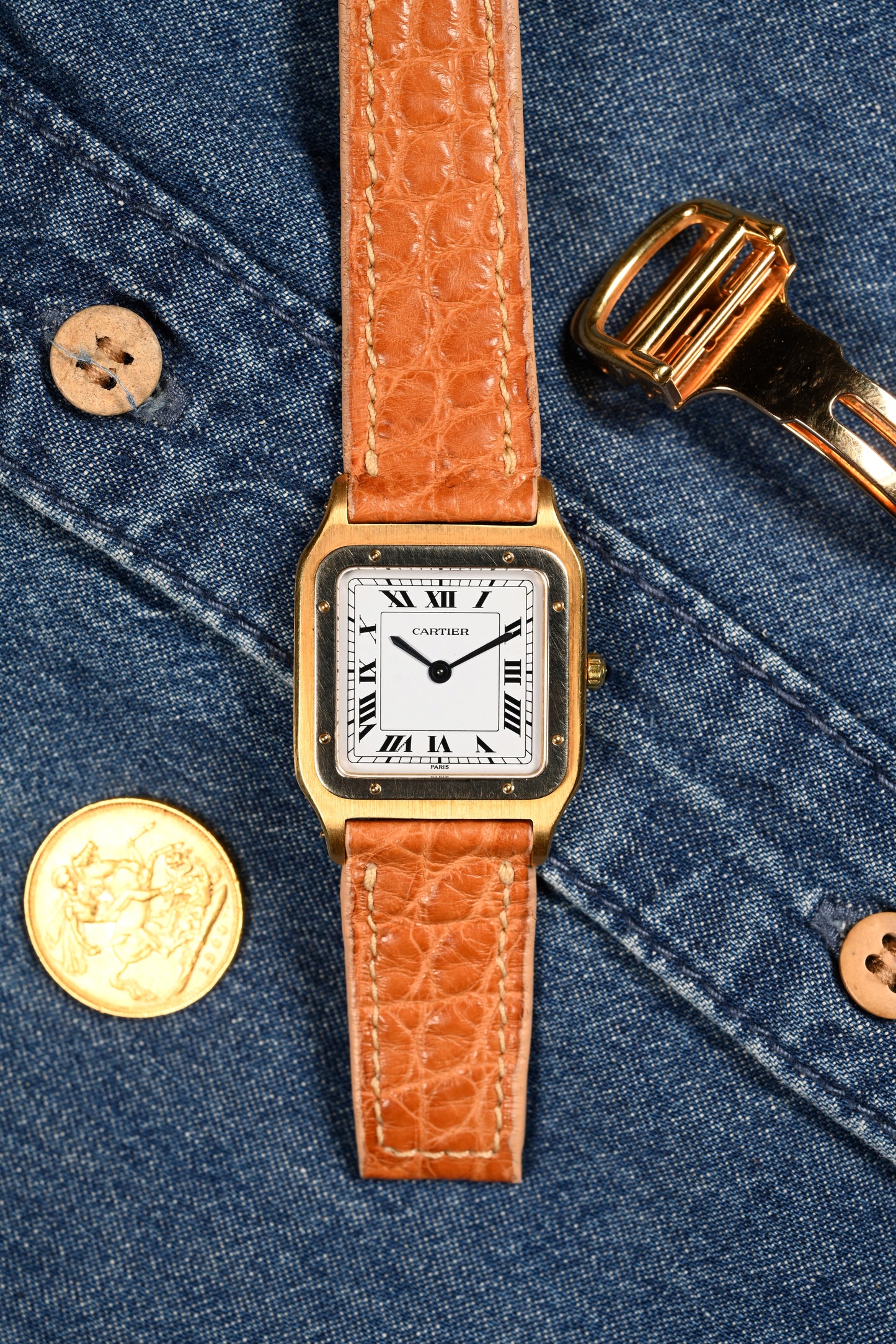 Cartier Santos Dumont "Deux Ors" - Extra Plate (Ultra Thin) w/ Deployment Buckle