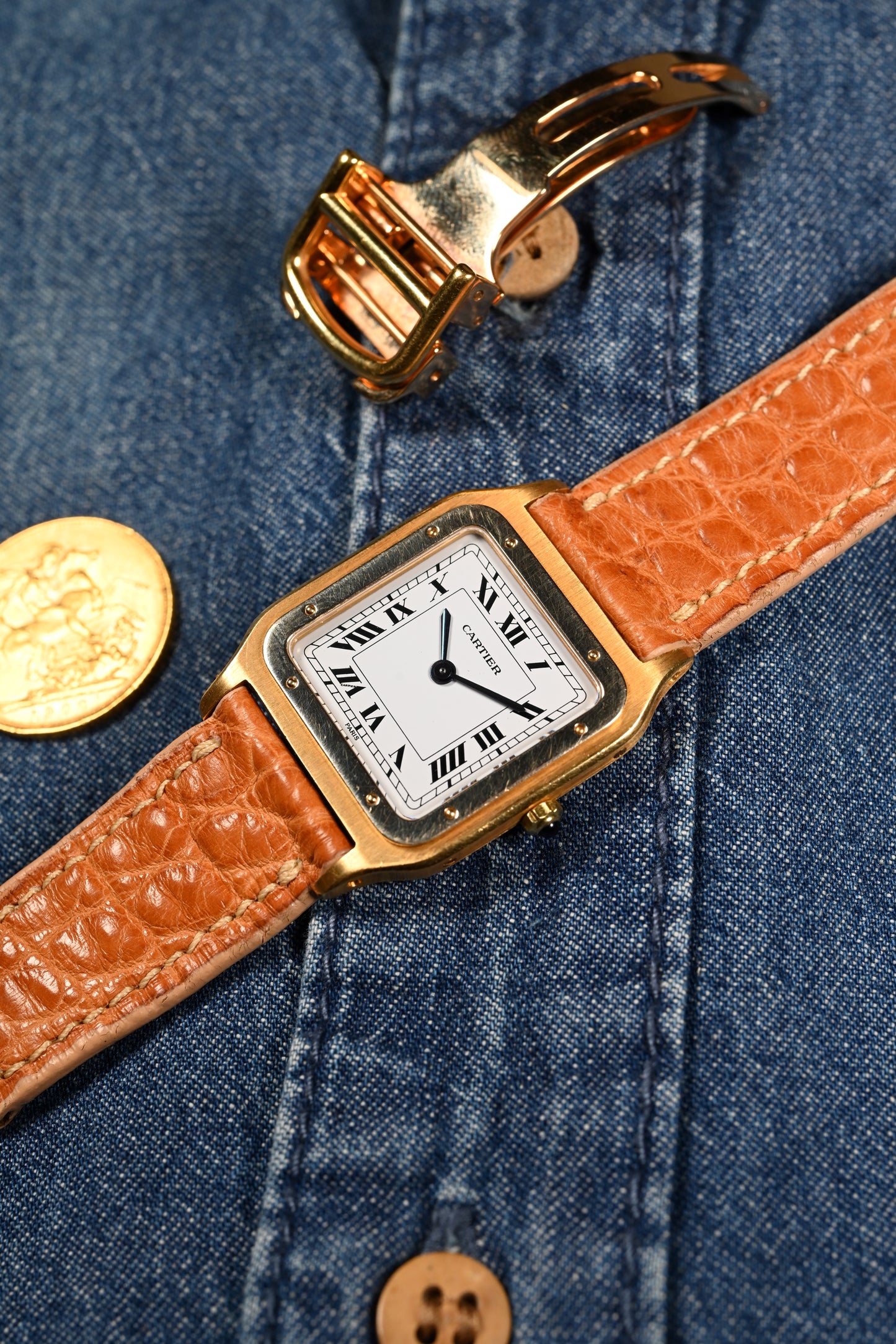 Cartier Santos Dumont "Deux Ors" - Extra Plate (Ultra Thin) w/ Deployment Buckle