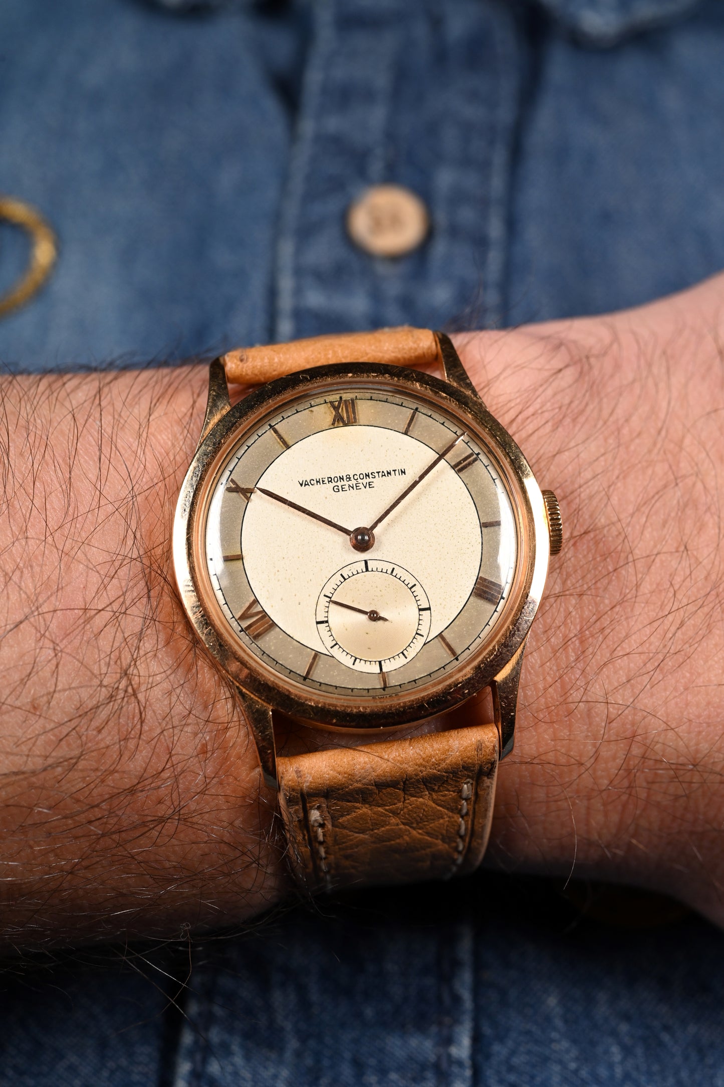 Vacheron & Constantin 4073 - Pink Gold w/ Two Tone Silver Enamel Dial