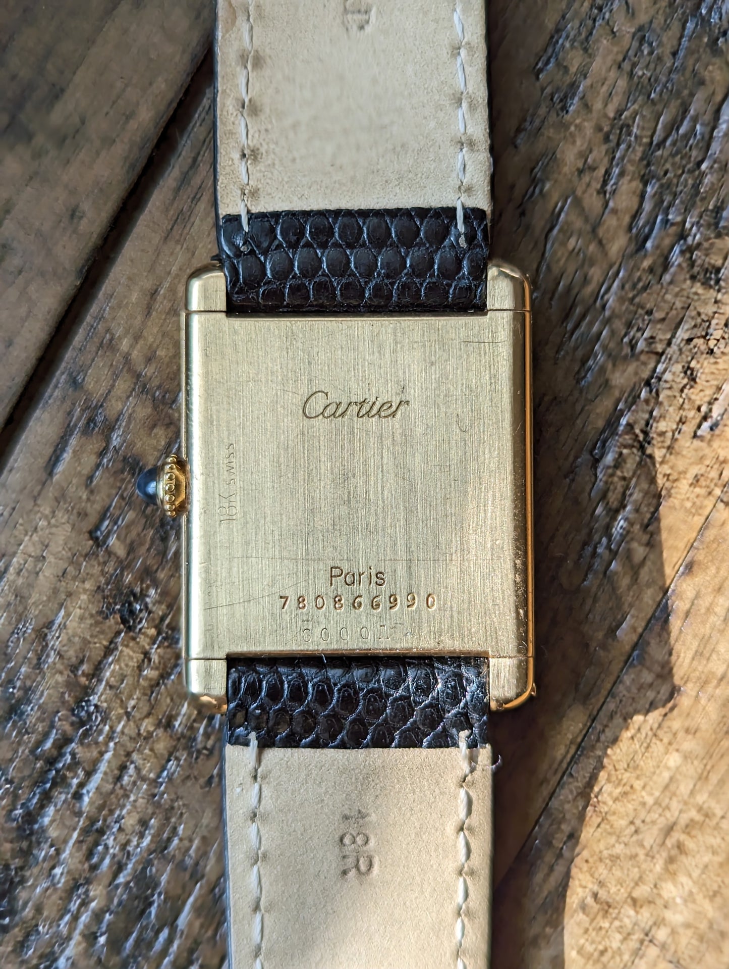 Vintage Cartier Tank Louis 78086 swiss dial back