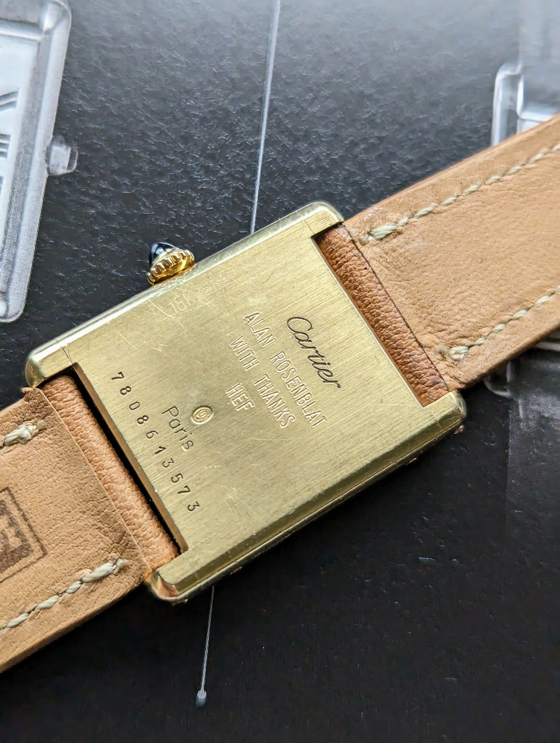 Vintage Cartier Tank Louis 78086 swiss dial back