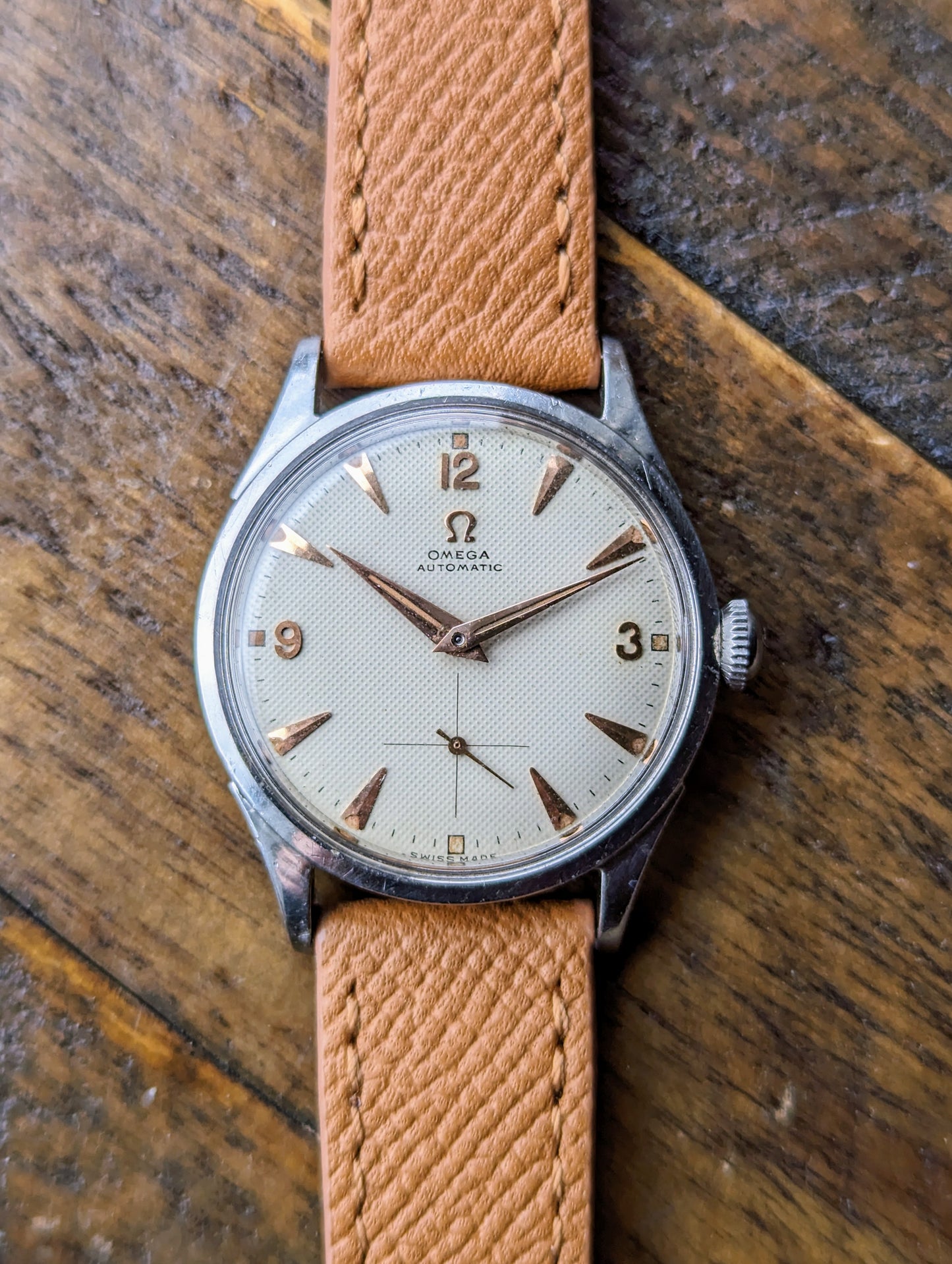 Vintage Omega Honeycomb Waffle Dial 