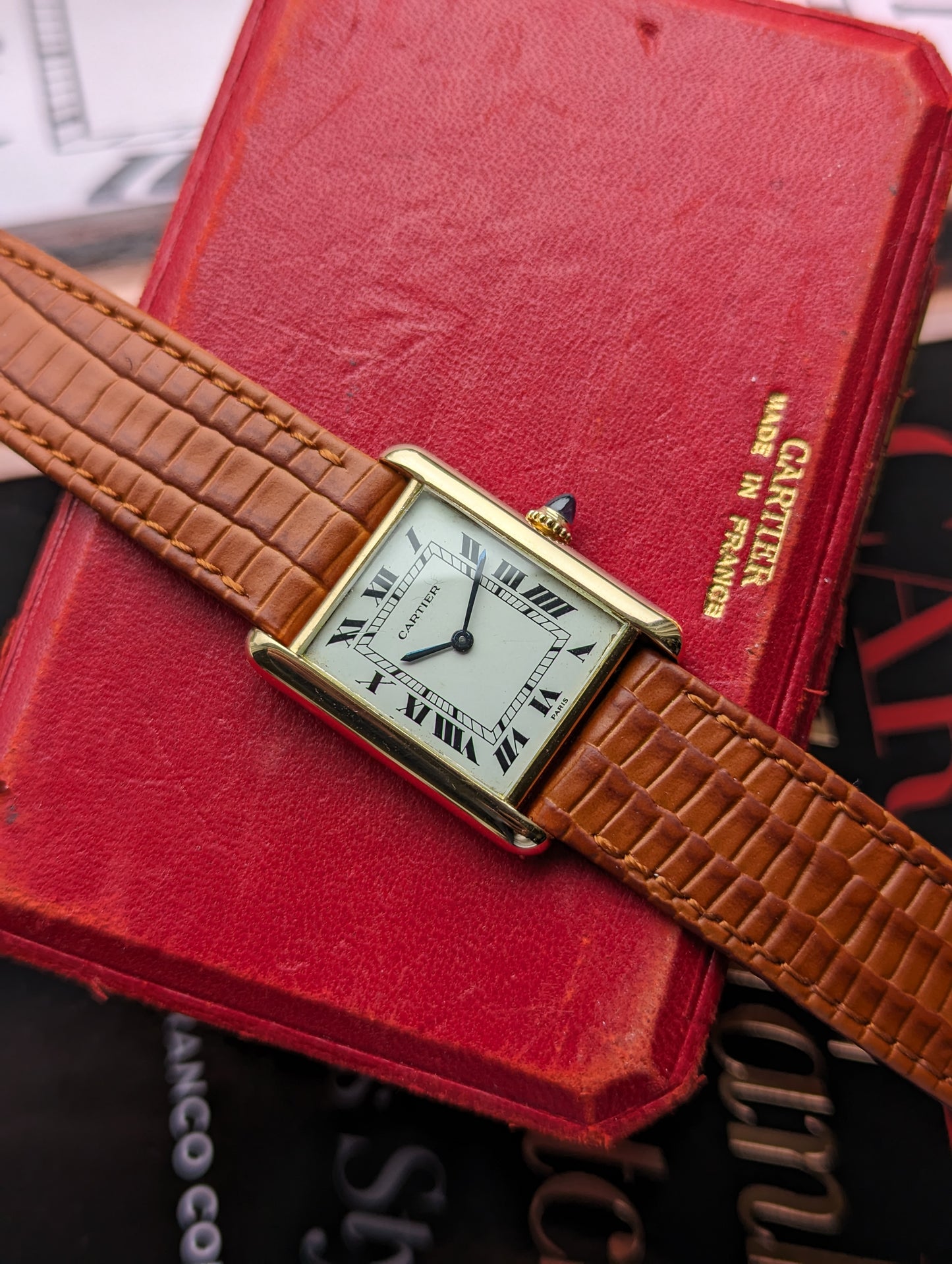 Vintage Cartier Tank Louis 78086 Paris Dial and strap