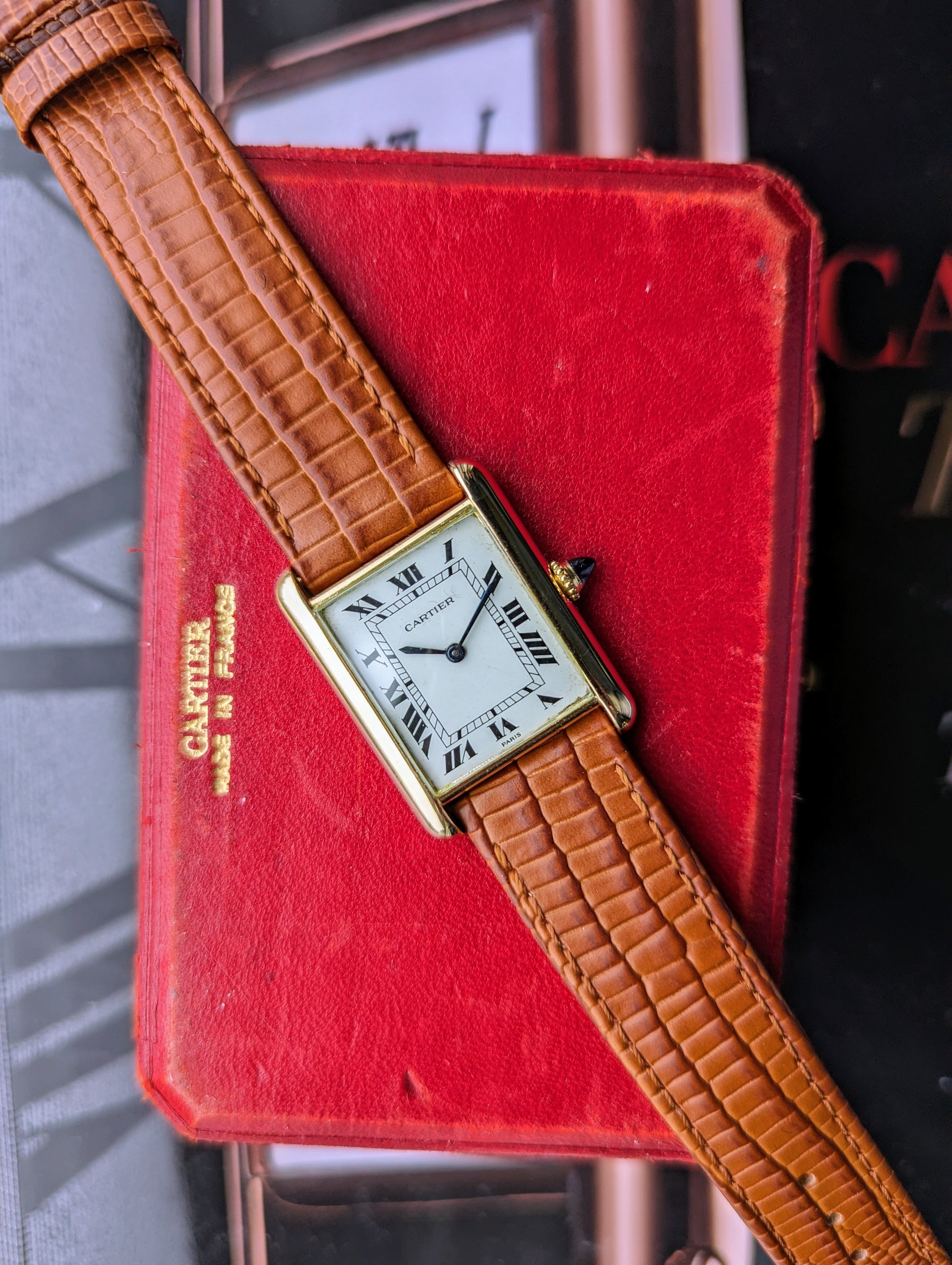 Vintage Cartier Tank Louis 78086 Paris Dial and box