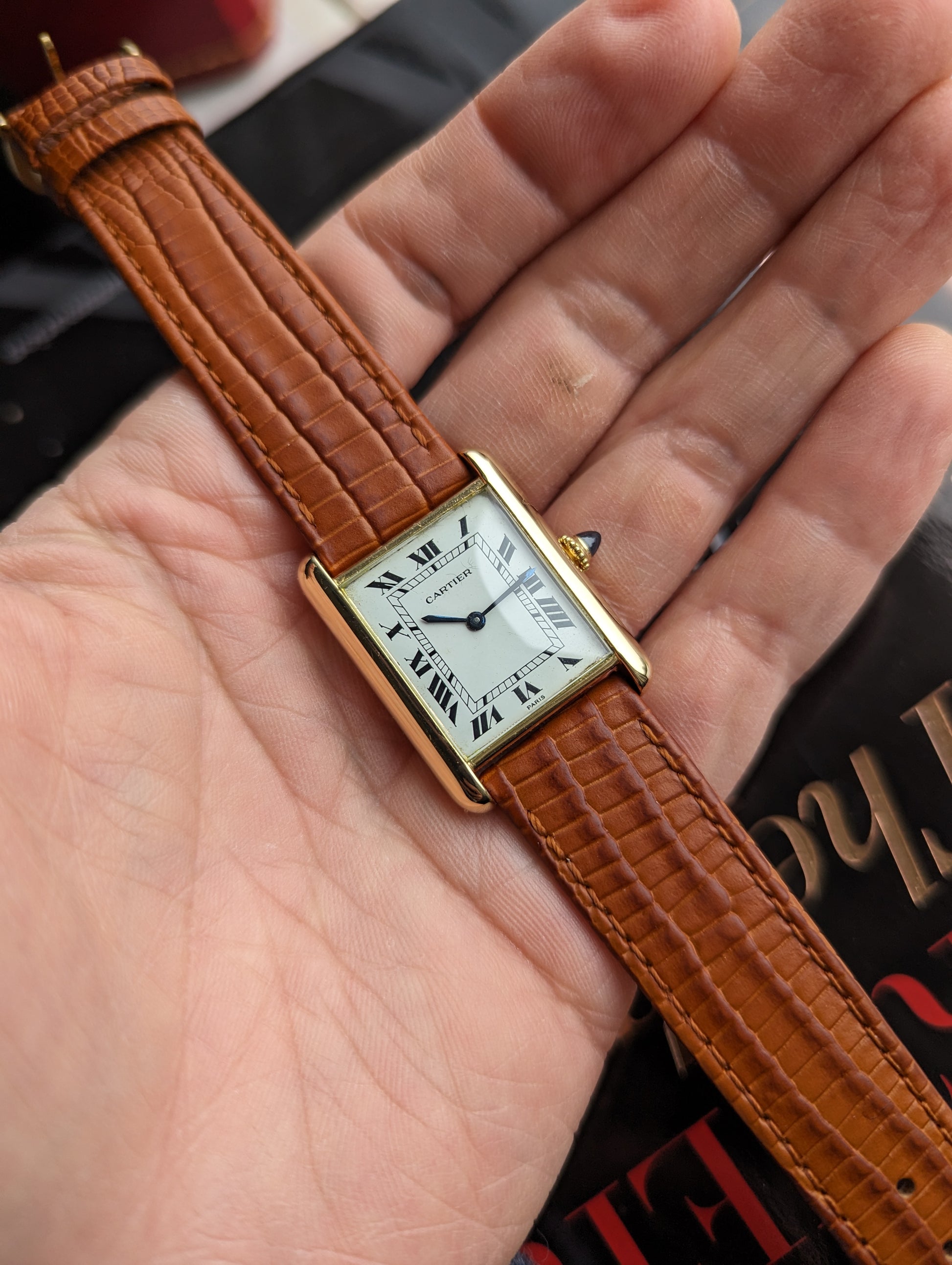 Vintage Cartier Tank Louis 78086 Paris Dial side view