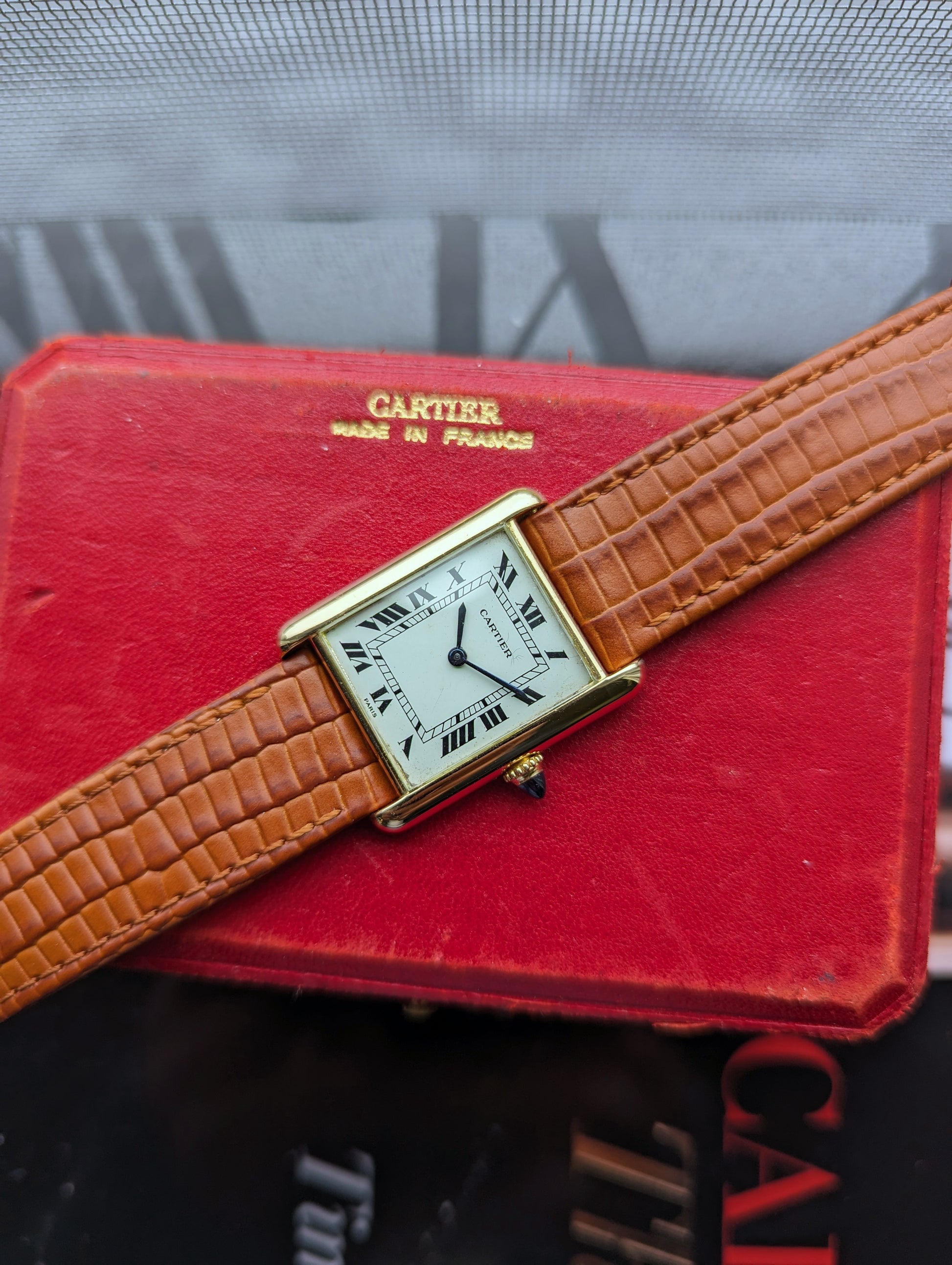 Vintage Cartier Tank Louis 78086 Paris Dial front view