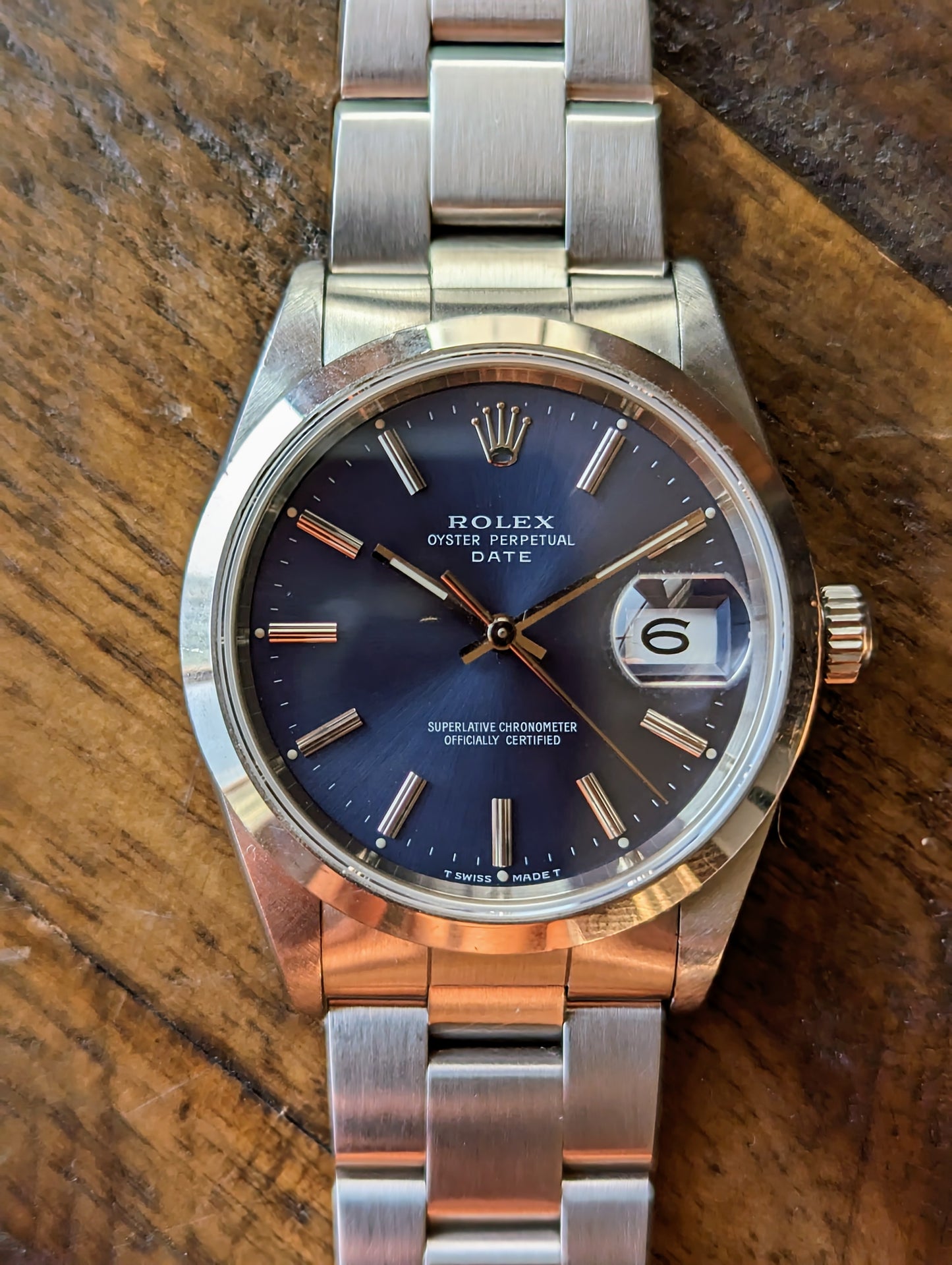 Rolex Date 15200 - Blue dial w/ unpolished case.