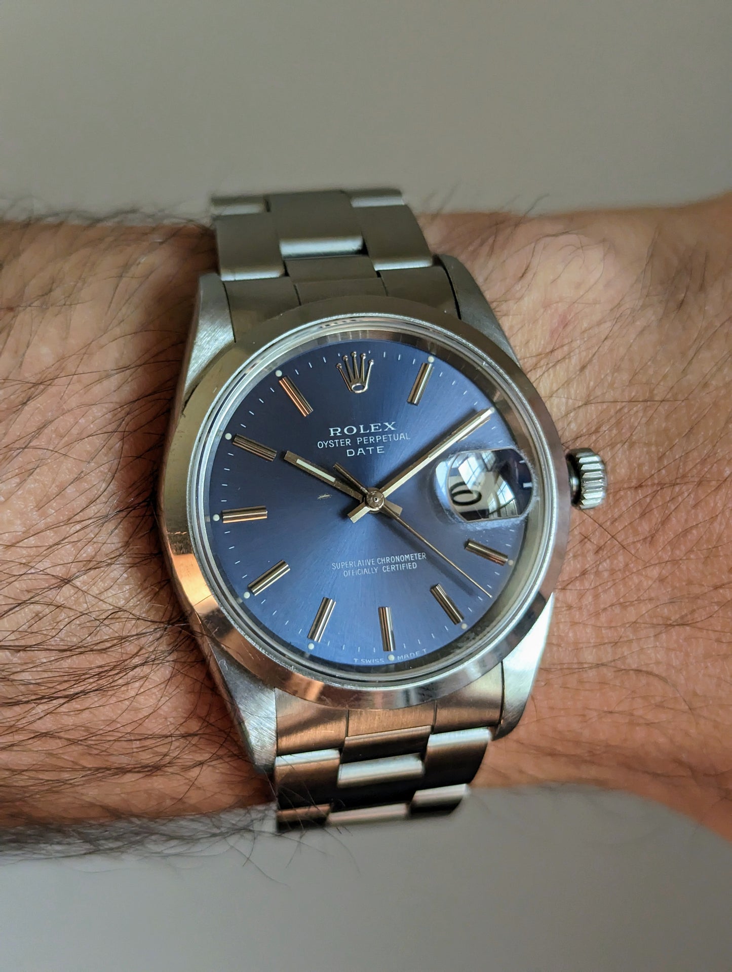 Rolex Date 15200 - Blue dial w/ unpolished case.