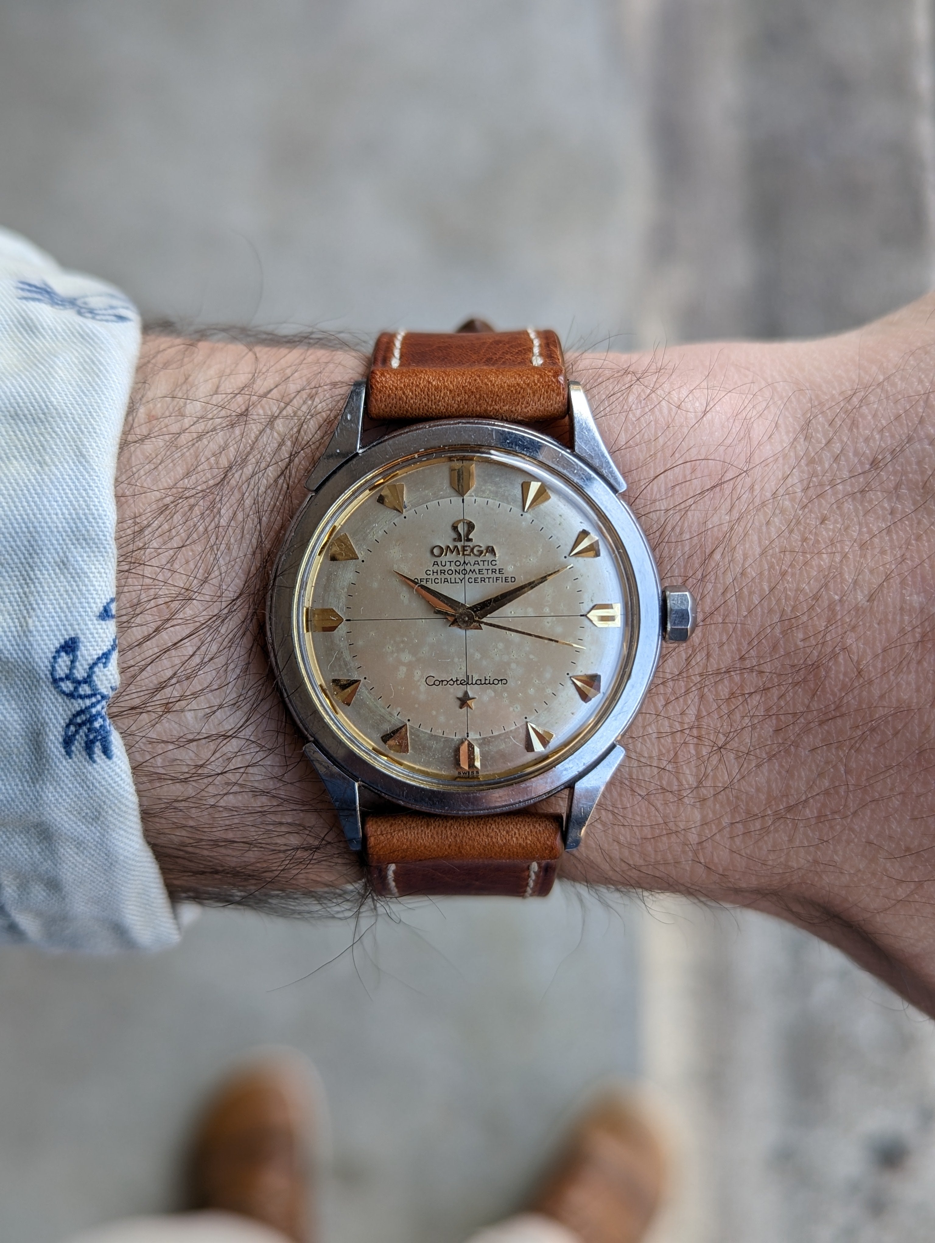 Omega constellation leather online strap